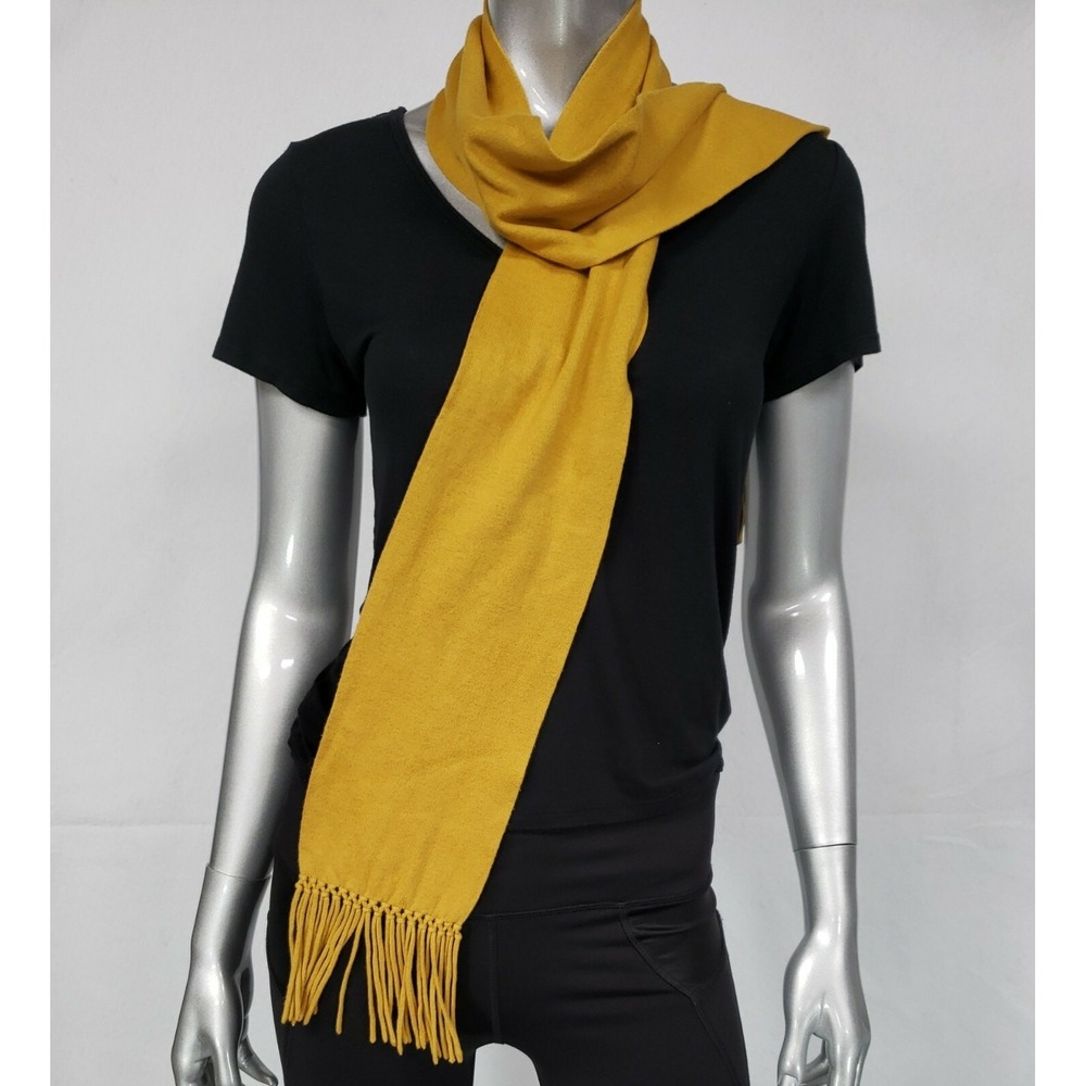 Carlisle Mustard Gold Lightweight Scarf Cotton Cashmere Blend 65" Long x 5" Wide